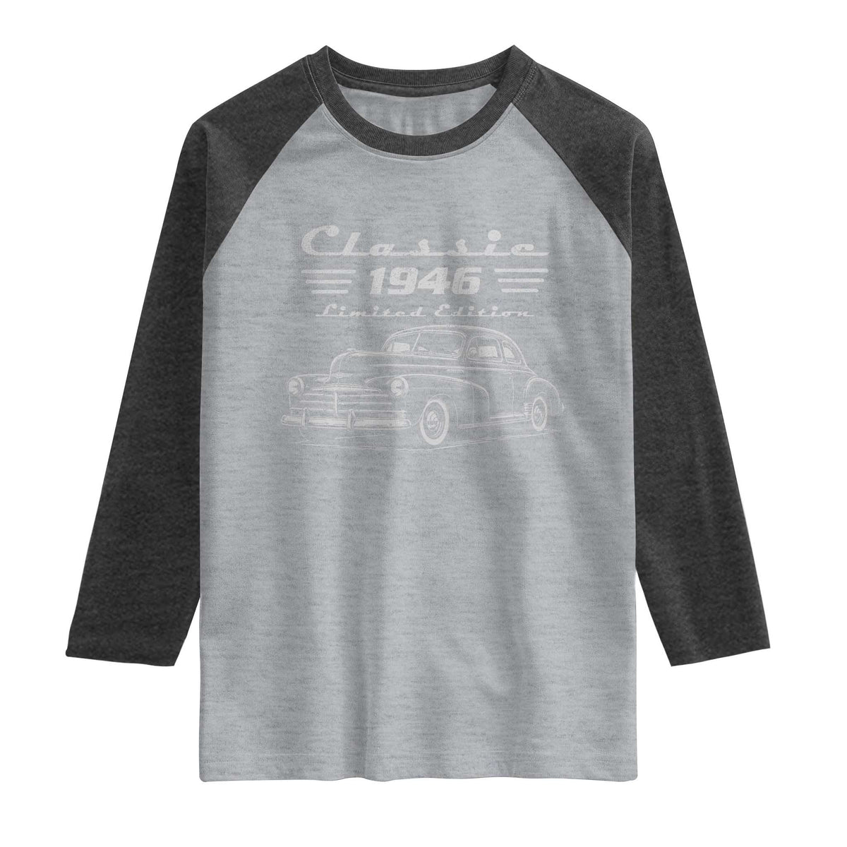 80th Birthday Raglan Shirt Vintage Retro Car Classic 1946 80 Year Old Gift