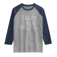 80th Birthday Raglan Shirt Vintage Retro Car Classic 1946 80 Year Old Gift
