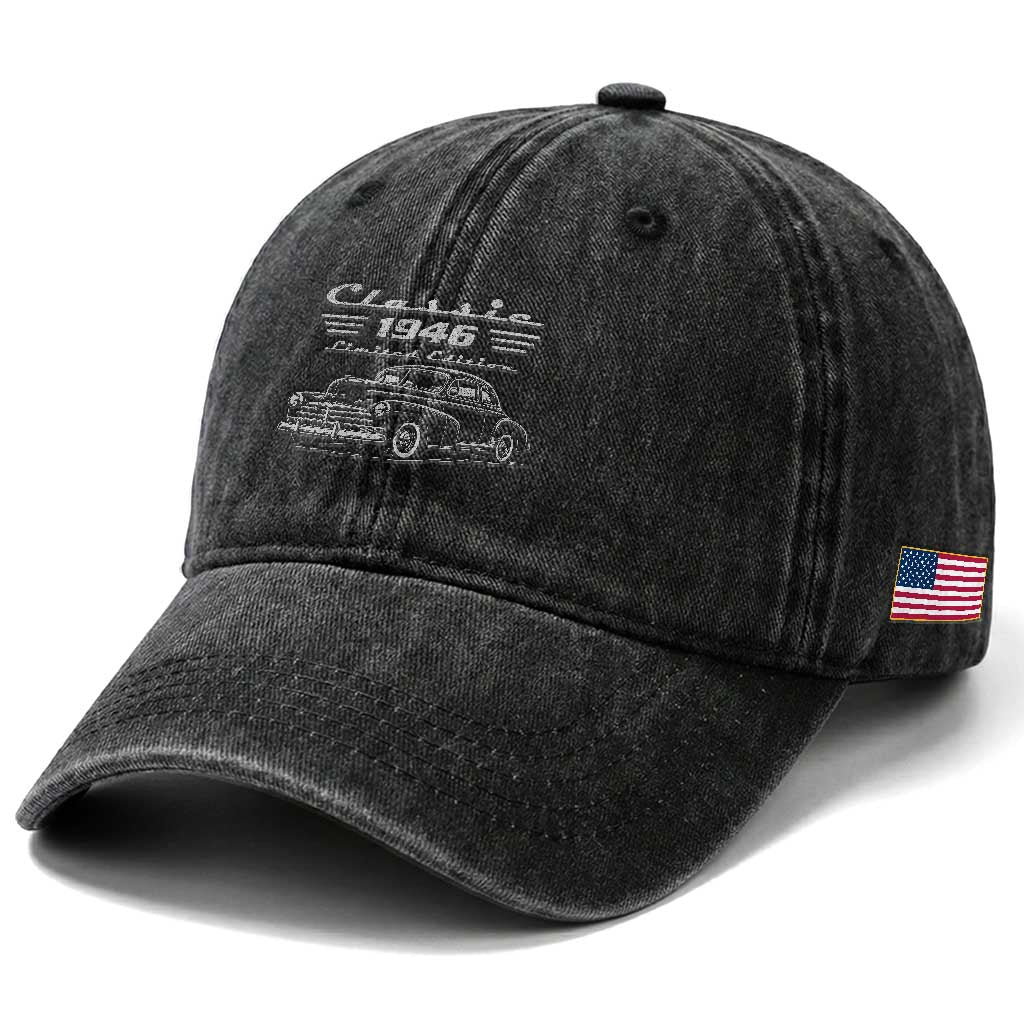 80th Birthday Washed Cotton Baseball Cap Vintage Retro Car Classic 1946 80 Year Old Gift