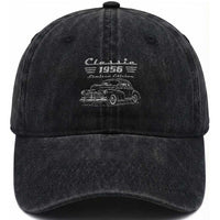 70th Birthday Washed Cotton Baseball Cap Vintage Retro Car Classic 1956 70 Year Old Gift