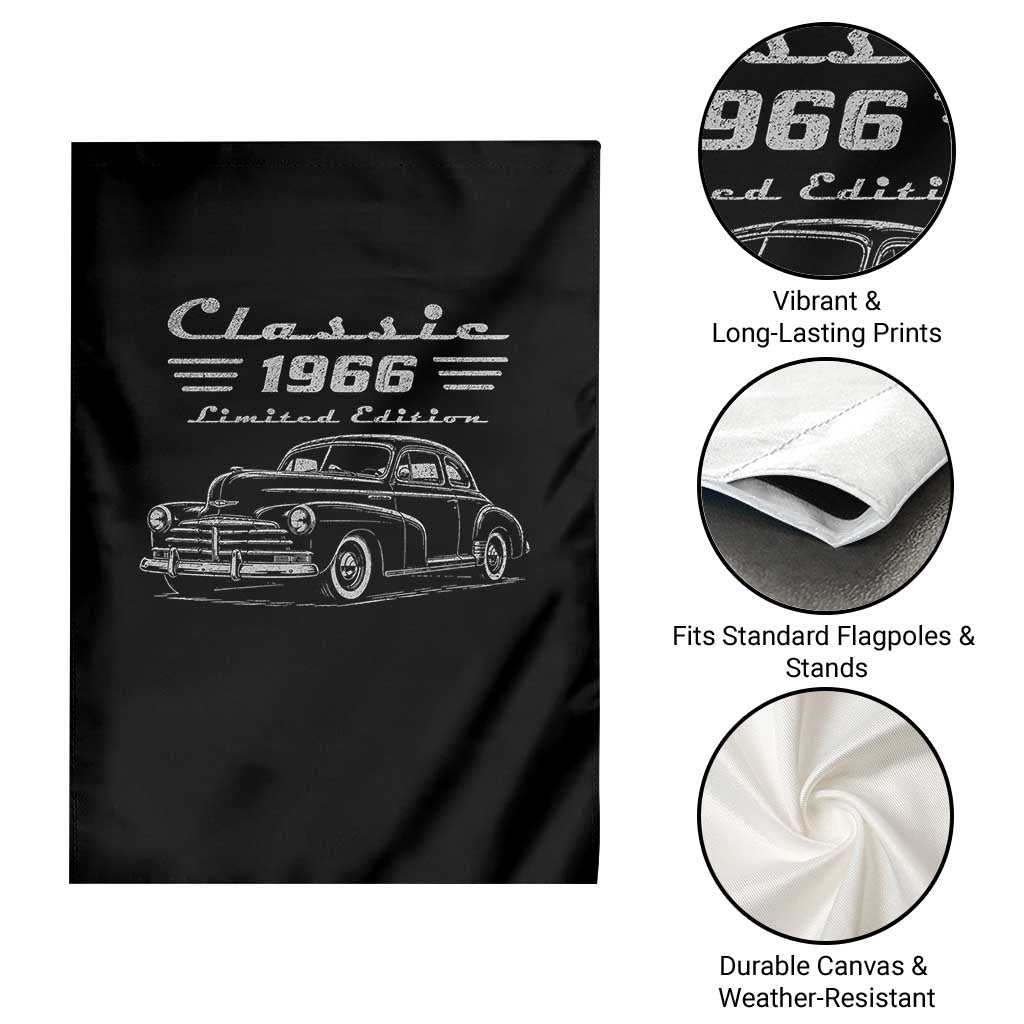 60th Birthday Garden Flag Vintage Retro Car Classic 1966 60 Year Old Gift