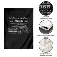 60th Birthday Garden Flag Vintage Retro Car Classic 1966 60 Year Old Gift