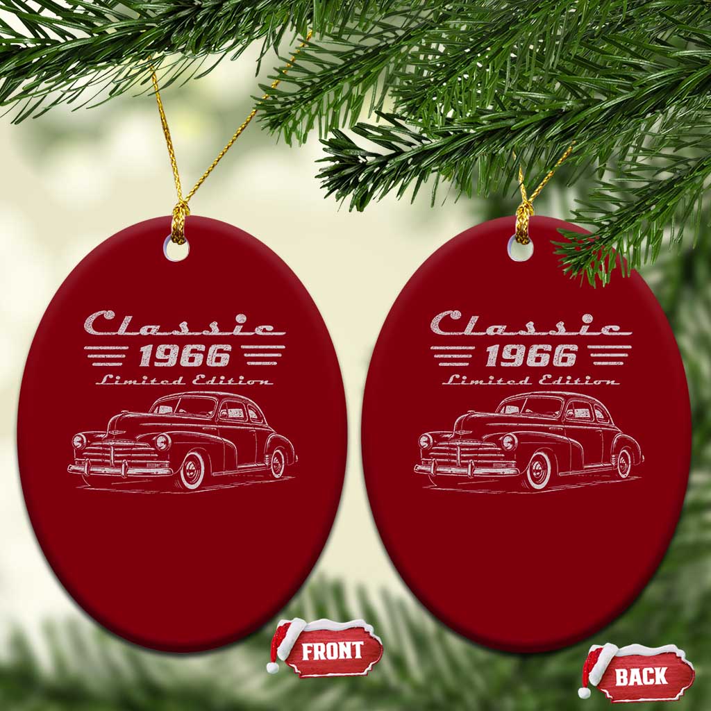 60th Birthday Ceramic Ornament Vintage Retro Car Classic 1966 60 Year Old Gift