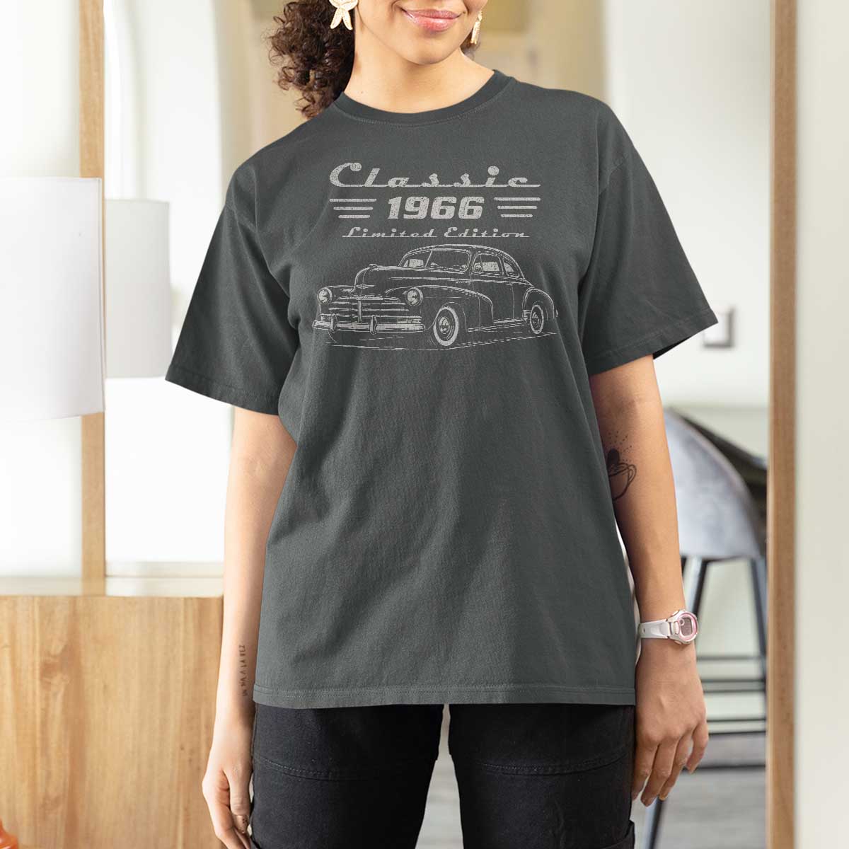 60th Birthday T Shirt For Women Vintage Retro Car Classic 1966 60 Year Old Gift