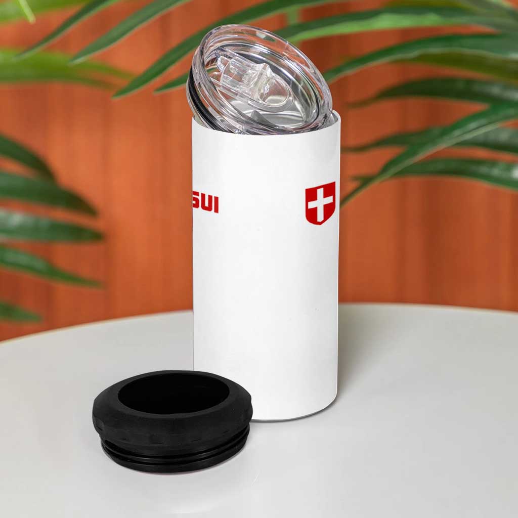 Switzerland 4 in 1 Can Cooler Tumbler Vintage Retro Swiss Flag