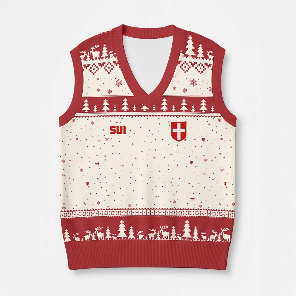 Switzerland V-Neck Knit Sweater Vest Vintage Retro Swiss Flag