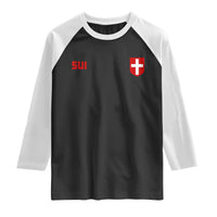 Switzerland Raglan Shirt Vintage Retro Swiss Flag