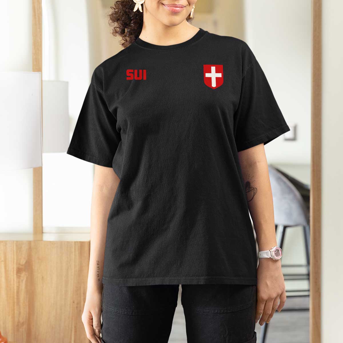 Switzerland T Shirt For Women Vintage Retro Swiss Flag