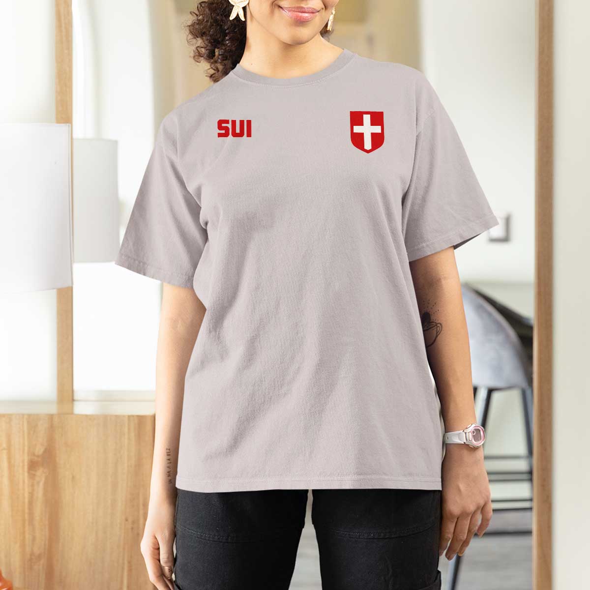 Switzerland T Shirt For Women Vintage Retro Swiss Flag