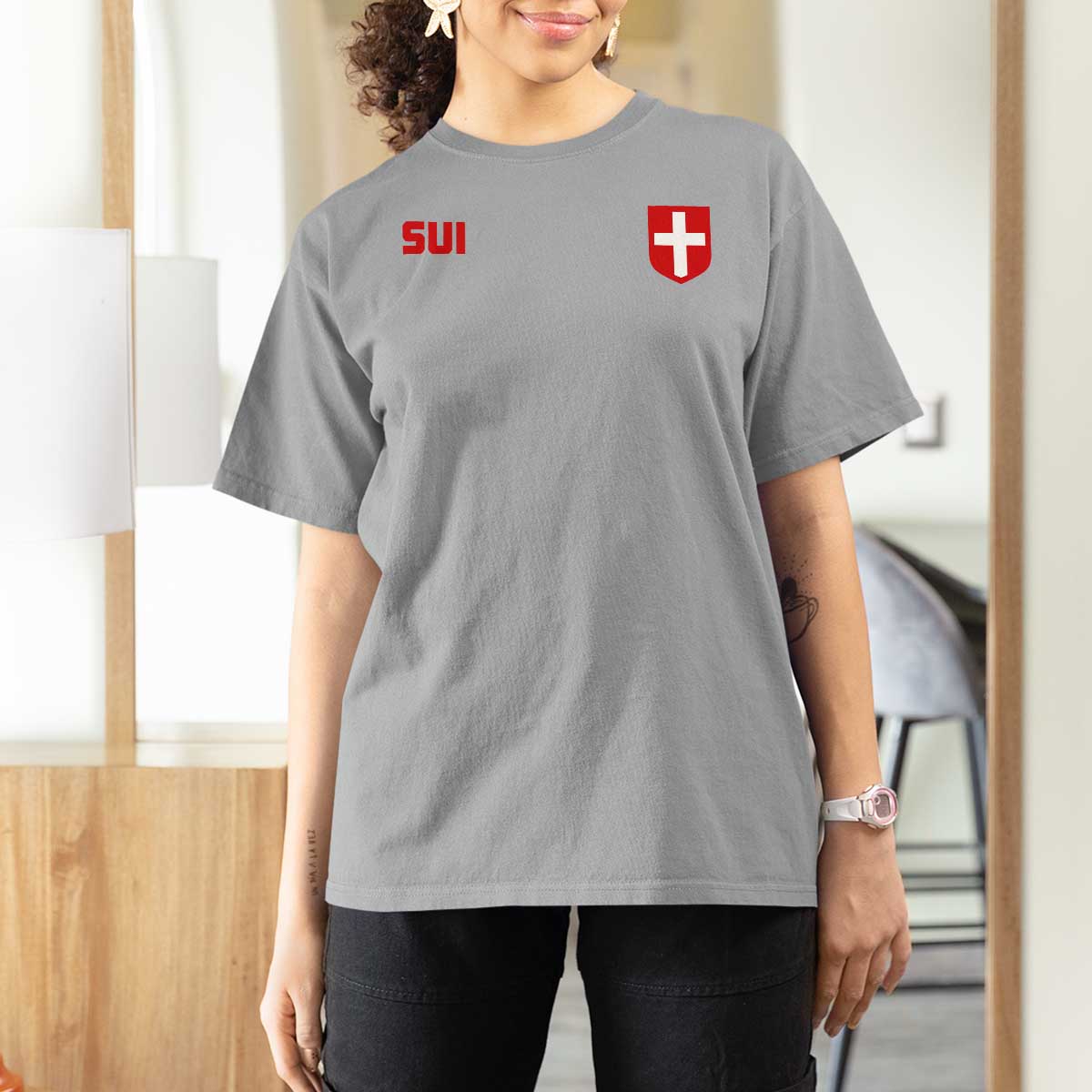 Switzerland T Shirt For Women Vintage Retro Swiss Flag