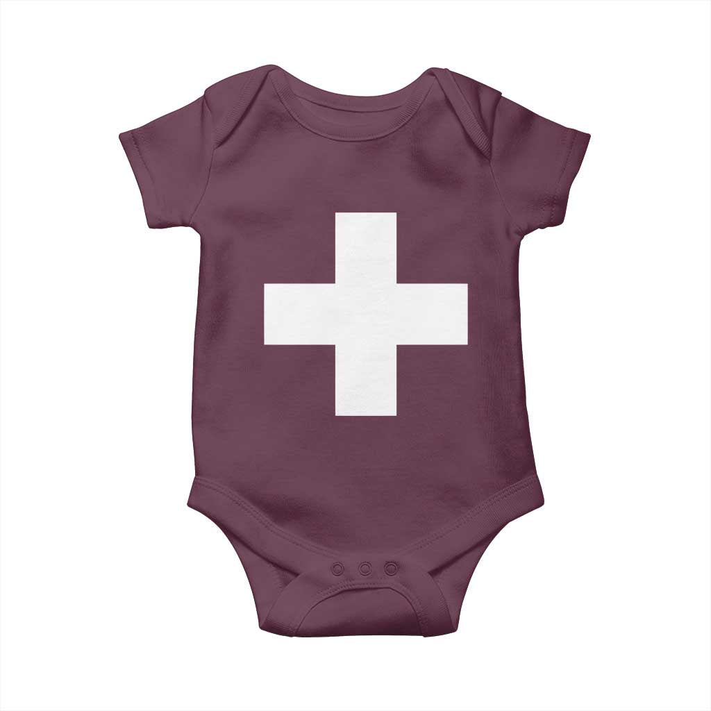 Swiss Vintage Cross Flag Switzerland Baby Onesie