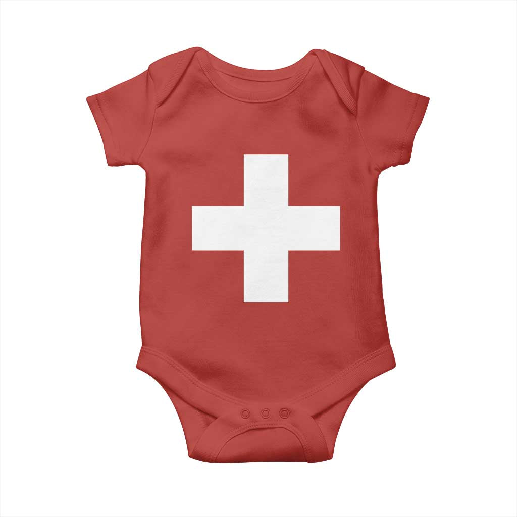 Swiss Vintage Cross Flag Switzerland Baby Onesie