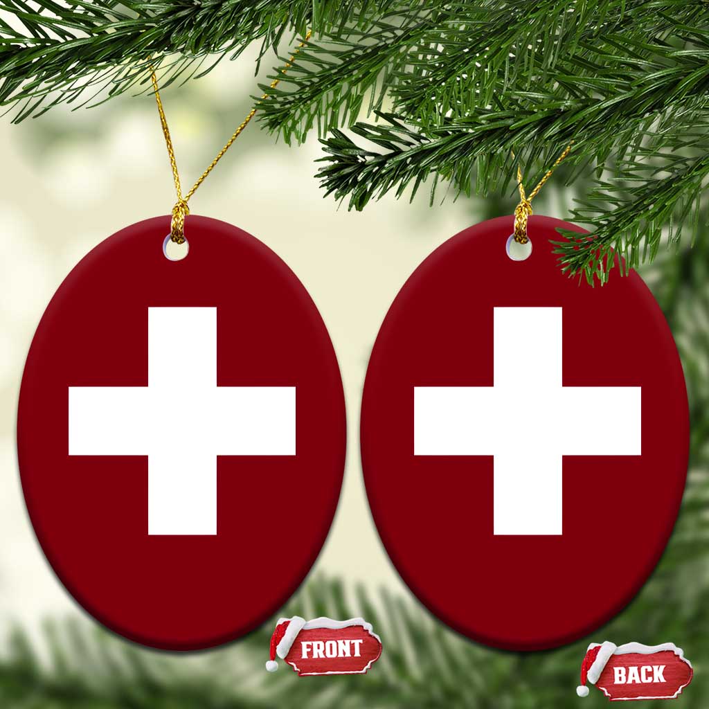 Swiss Vintage Cross Flag Switzerland Ceramic Ornament