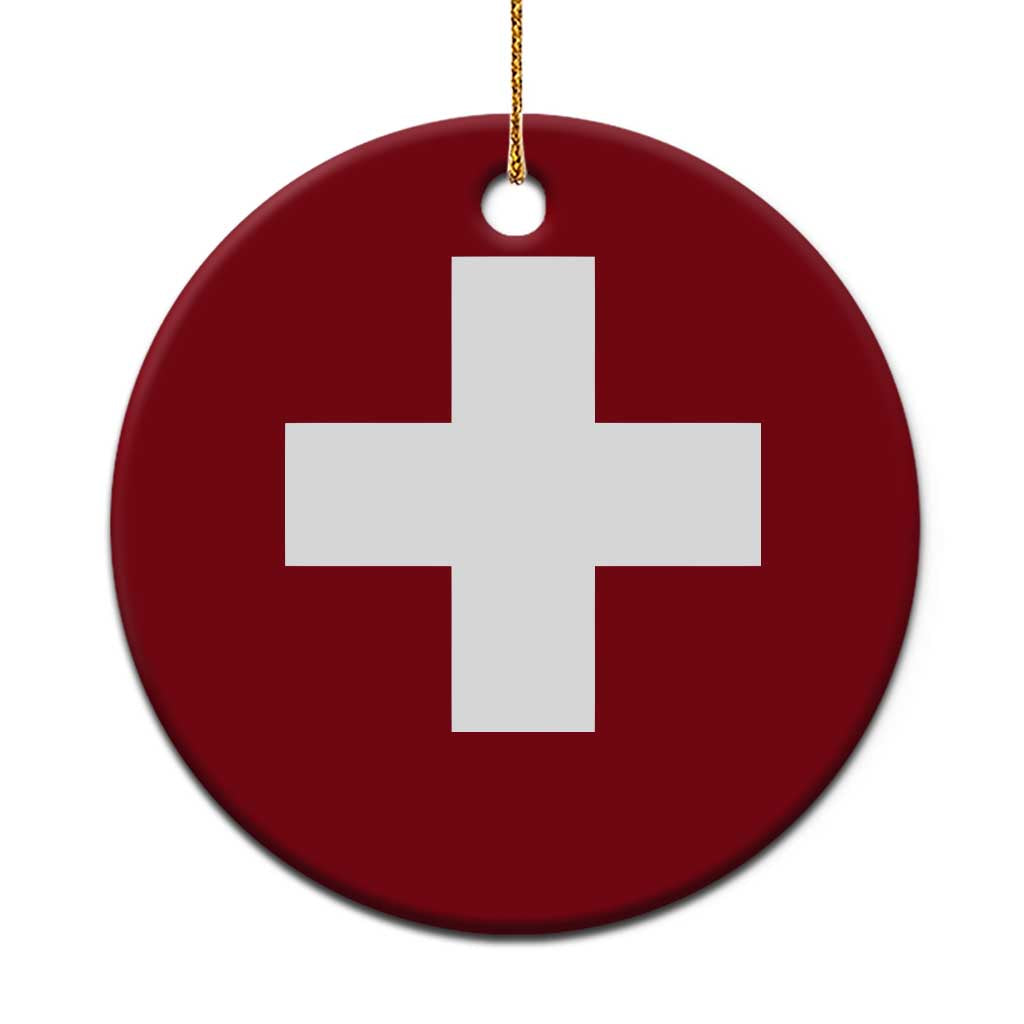 Swiss Vintage Cross Flag Switzerland Ceramic Ornament