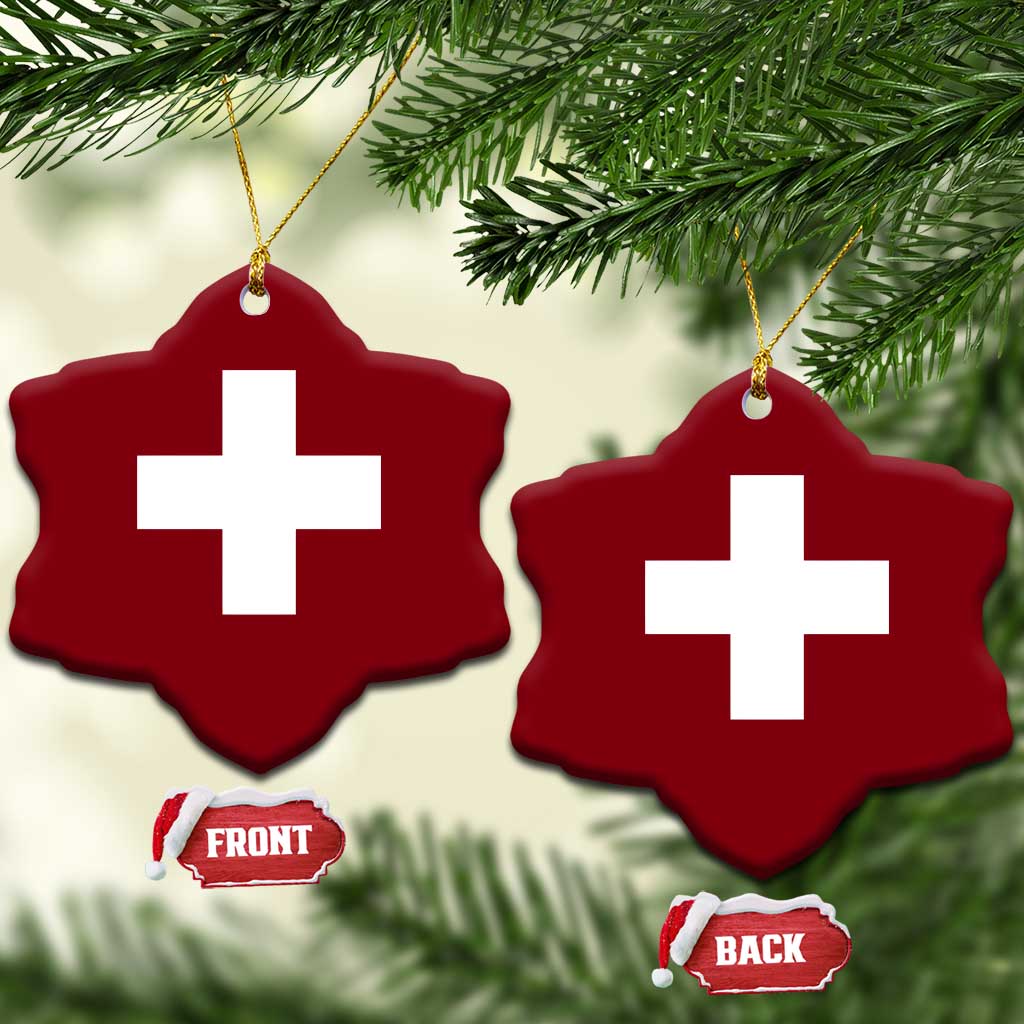 Swiss Vintage Cross Flag Switzerland Ceramic Ornament
