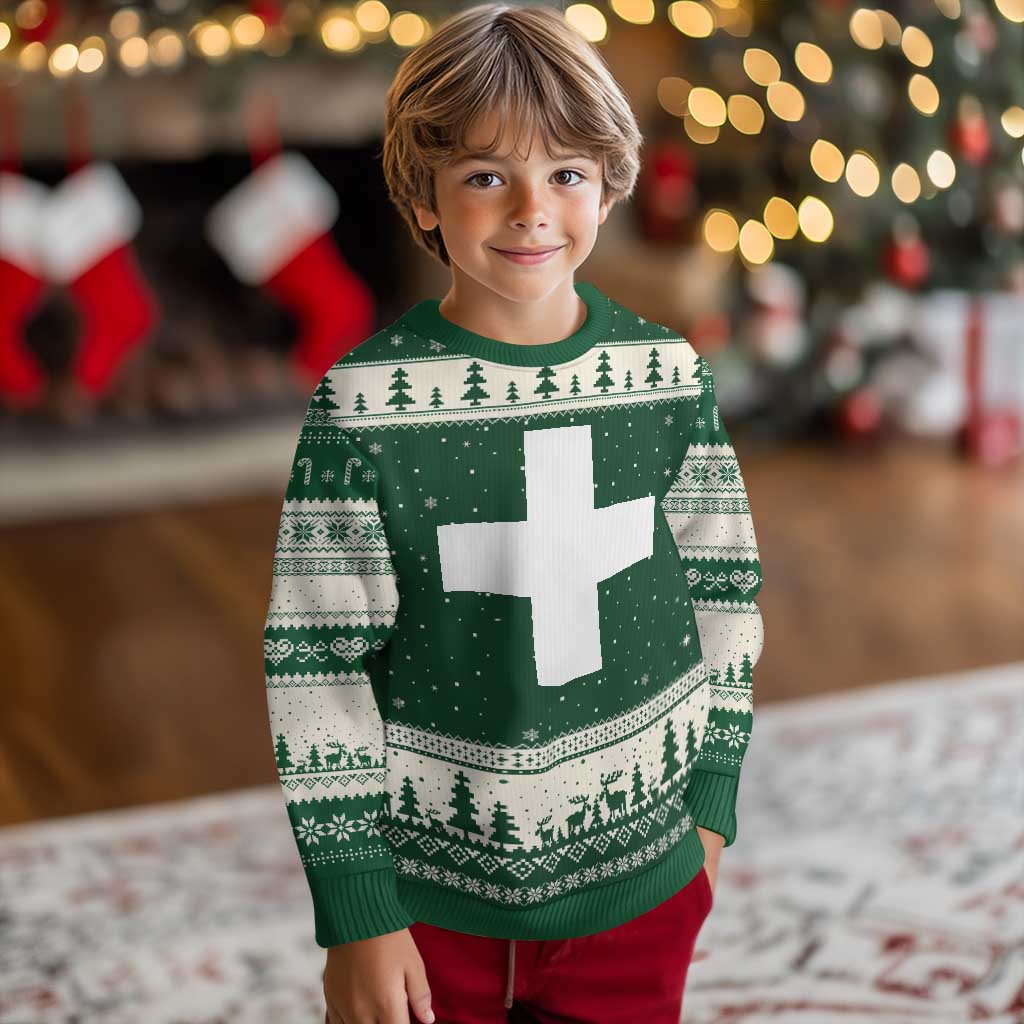 Swiss Vintage Cross Flag Switzerland Ugly Christmas Sweater