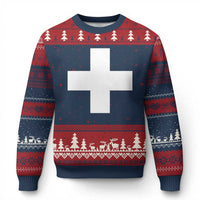 Swiss Vintage Cross Flag Switzerland Ugly Christmas Sweater