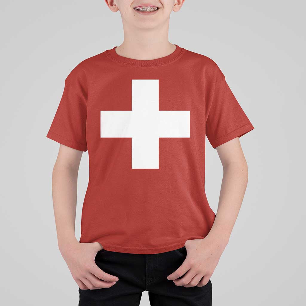 Swiss Vintage Cross Flag Switzerland T Shirt For Kid