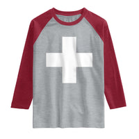 Swiss Vintage Cross Flag Switzerland Raglan Shirt