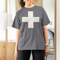 Swiss Vintage Cross Flag Switzerland T Shirt For Women