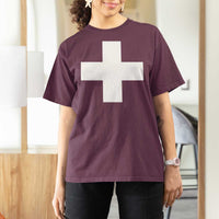 Swiss Vintage Cross Flag Switzerland T Shirt For Women