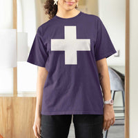 Swiss Vintage Cross Flag Switzerland T Shirt For Women