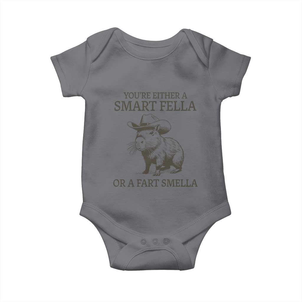 Funny Capybara Baby Onesie Retro Smart Fella Capybara Vintage 90s
