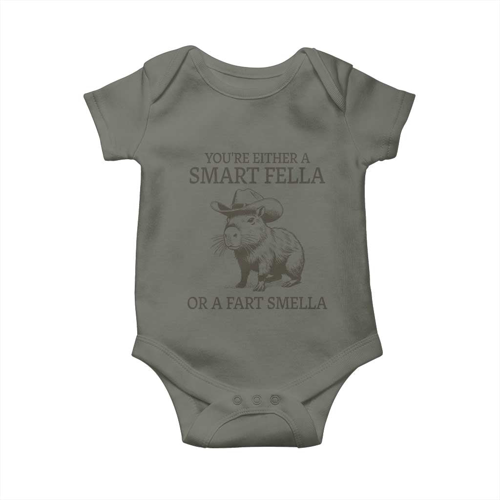 Funny Capybara Baby Onesie Retro Smart Fella Capybara Vintage 90s