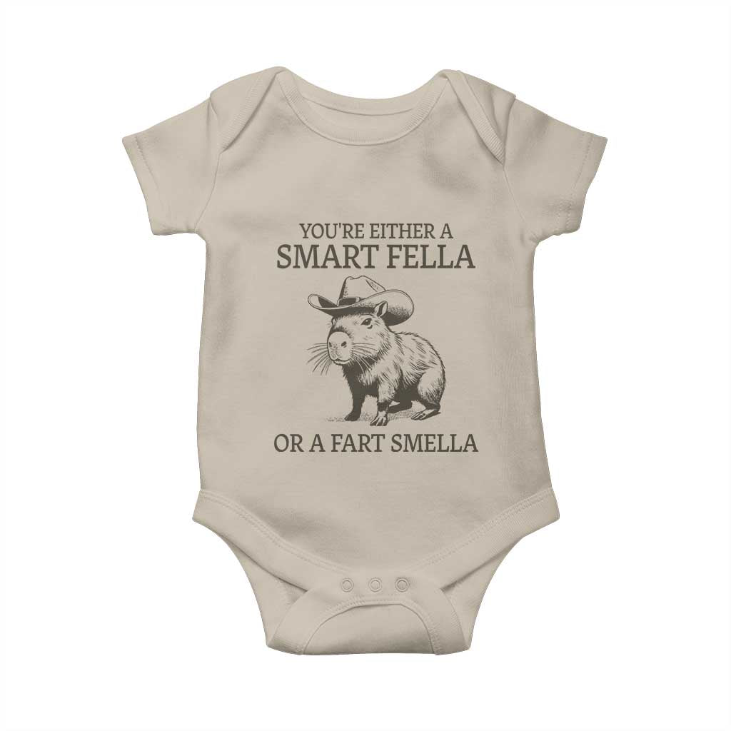 Funny Capybara Baby Onesie Retro Smart Fella Capybara Vintage 90s