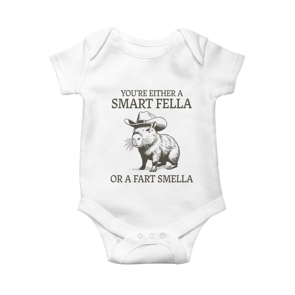 Funny Capybara Baby Onesie Retro Smart Fella Capybara Vintage 90s