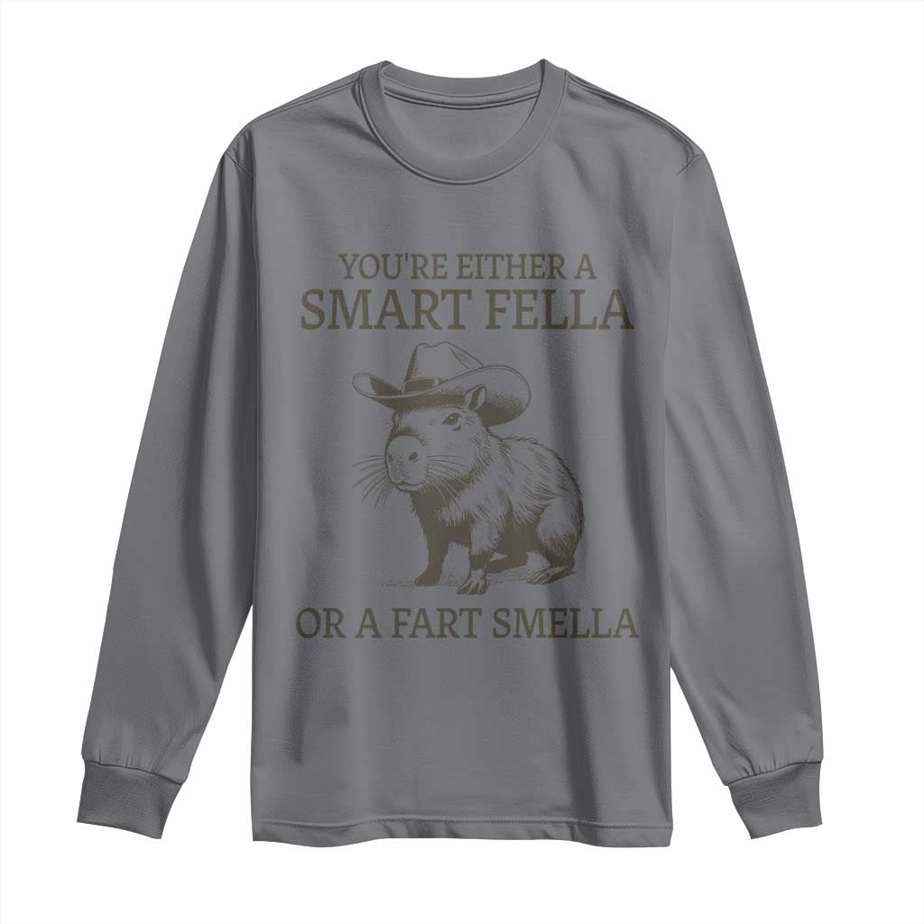 Funny Capybara Long Sleeve Shirt Retro Smart Fella Capybara Vintage 90s