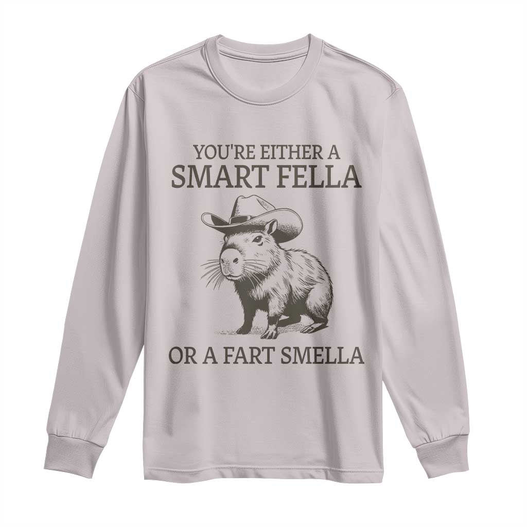 Funny Capybara Long Sleeve Shirt Retro Smart Fella Capybara Vintage 90s