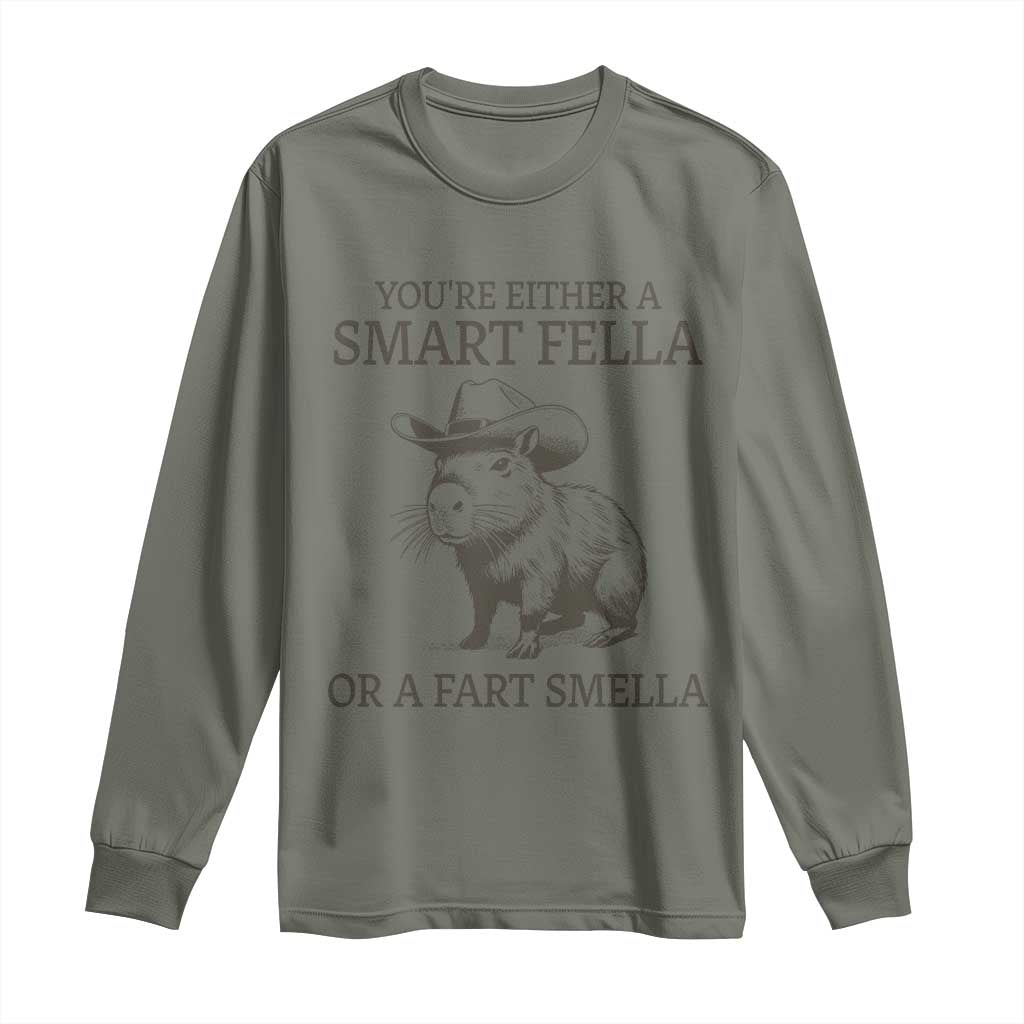 Funny Capybara Long Sleeve Shirt Retro Smart Fella Capybara Vintage 90s