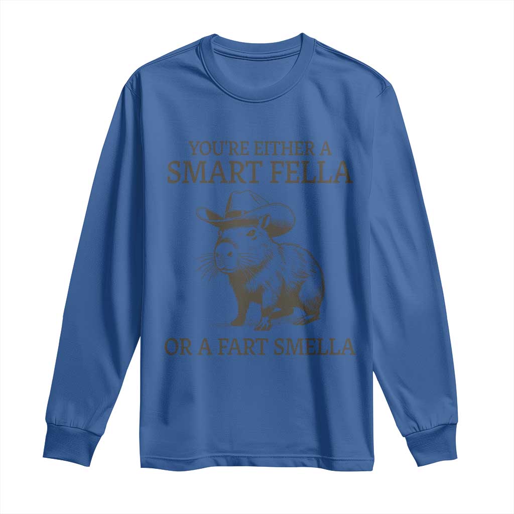 Funny Capybara Long Sleeve Shirt Retro Smart Fella Capybara Vintage 90s