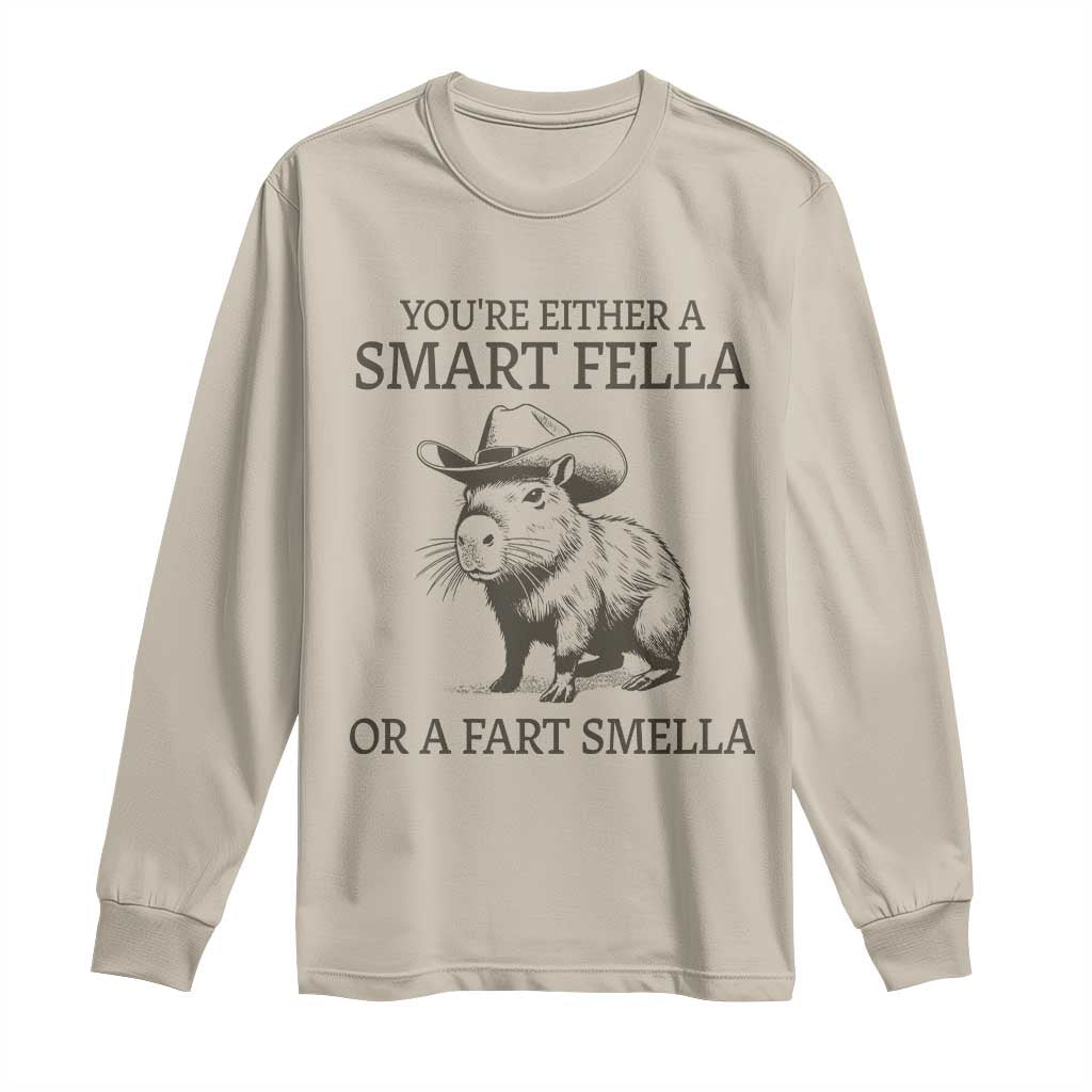 Funny Capybara Long Sleeve Shirt Retro Smart Fella Capybara Vintage 90s