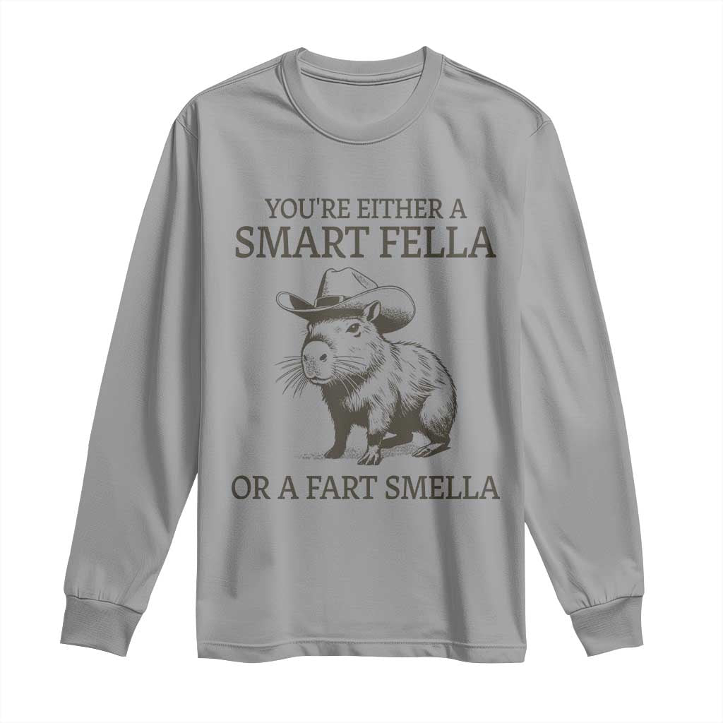 Funny Capybara Long Sleeve Shirt Retro Smart Fella Capybara Vintage 90s