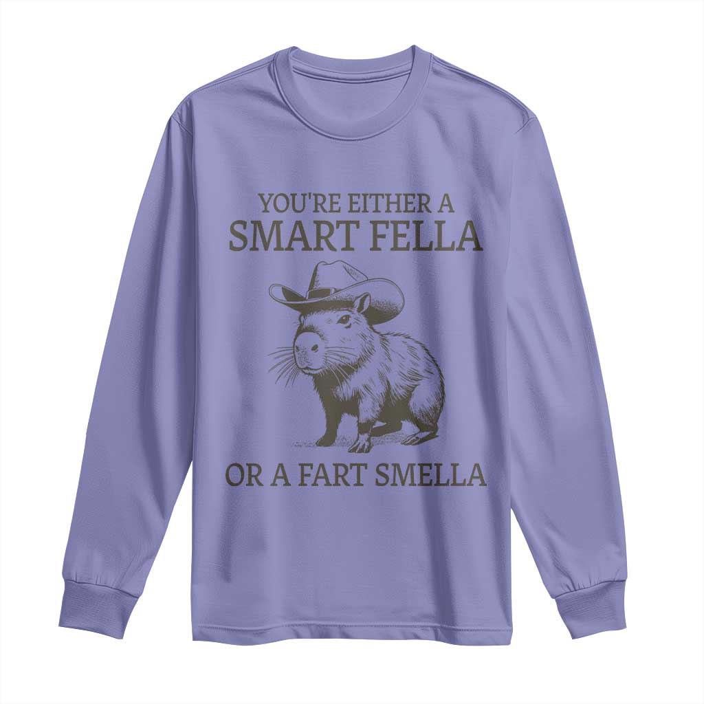 Funny Capybara Long Sleeve Shirt Retro Smart Fella Capybara Vintage 90s