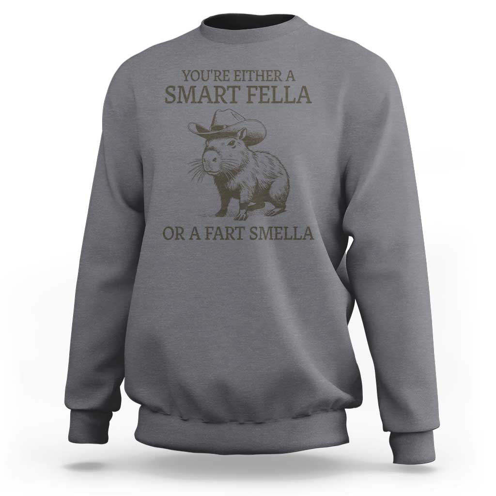 Funny Capybara Sweatshirt Retro Smart Fella Capybara Vintage 90s - Wonder Print Shop