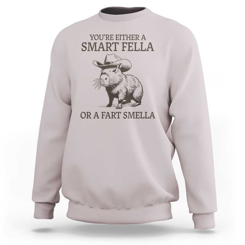 Funny Capybara Sweatshirt Retro Smart Fella Capybara Vintage 90s - Wonder Print Shop