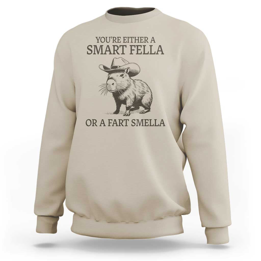 Funny Capybara Sweatshirt Retro Smart Fella Capybara Vintage 90s - Wonder Print Shop