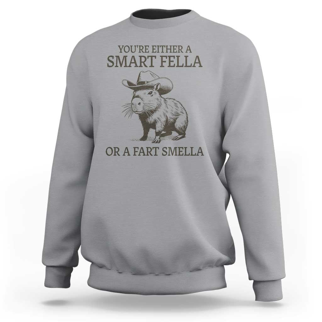 Funny Capybara Sweatshirt Retro Smart Fella Capybara Vintage 90s - Wonder Print Shop