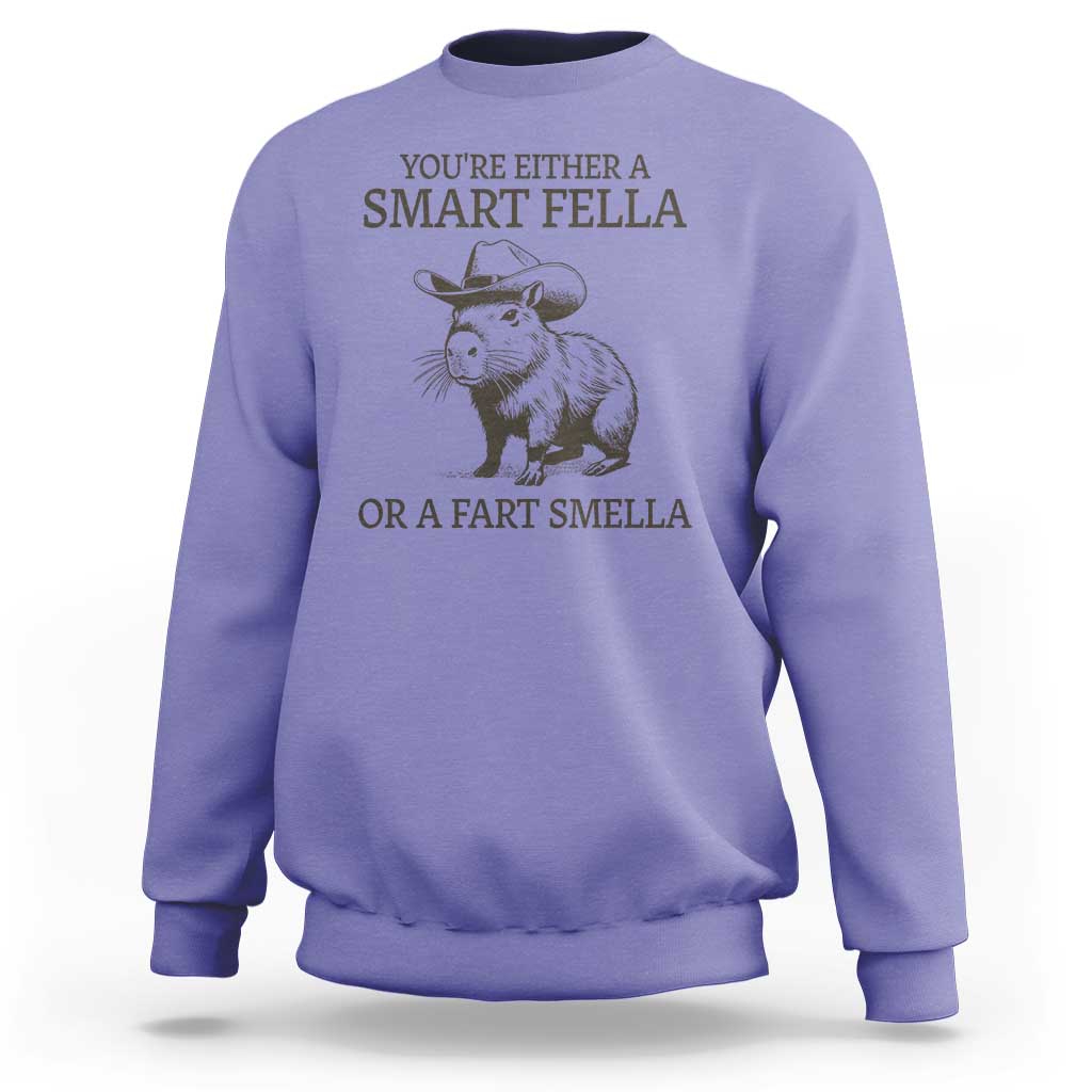 Funny Capybara Sweatshirt Retro Smart Fella Capybara Vintage 90s - Wonder Print Shop