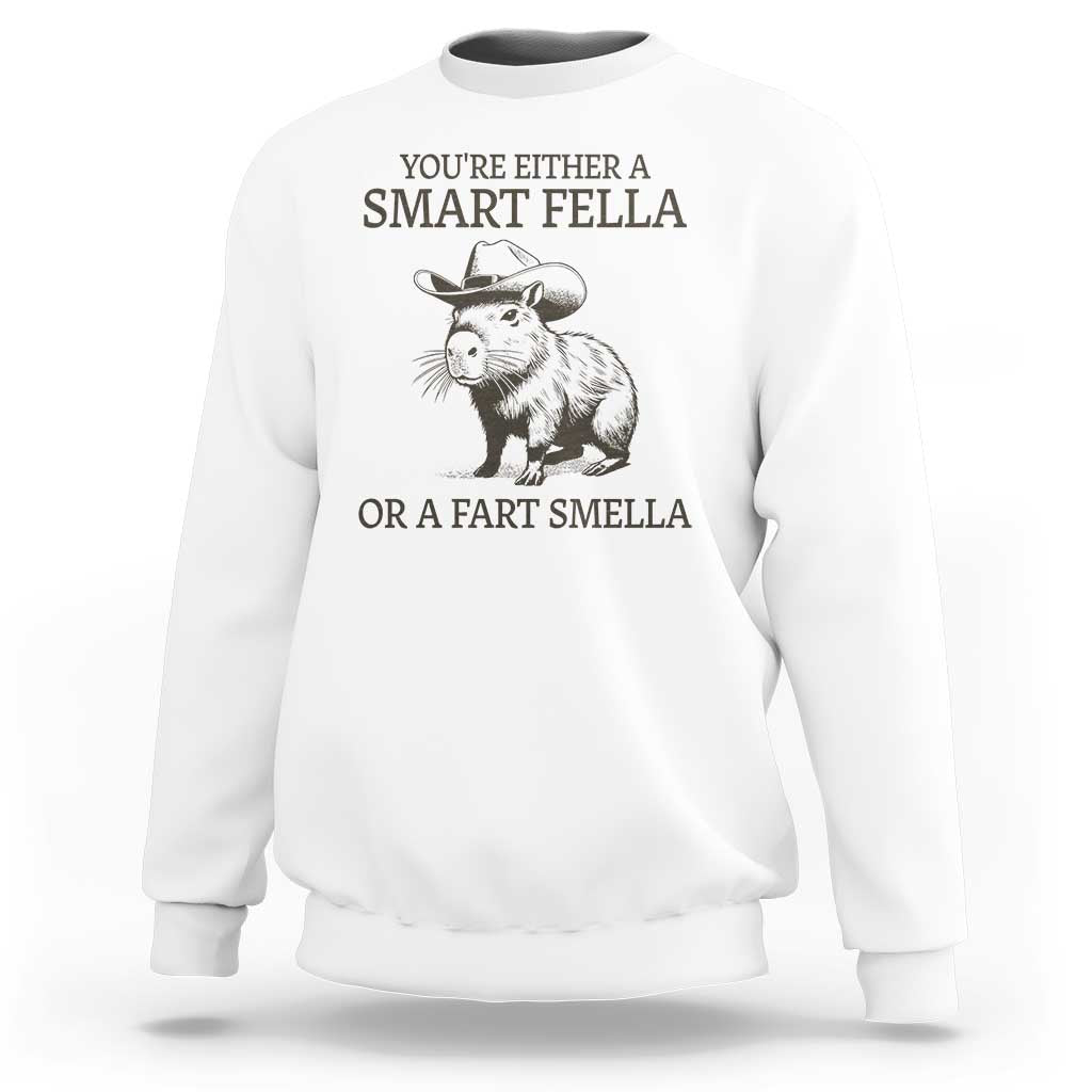 Funny Capybara Sweatshirt Retro Smart Fella Capybara Vintage 90s - Wonder Print Shop