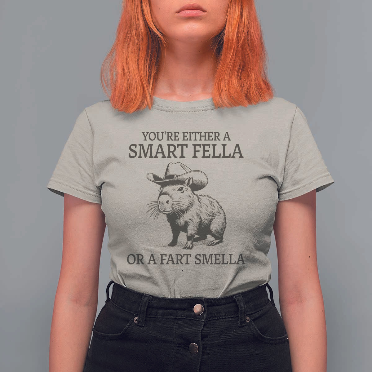 Funny Capybara T Shirt For Women Retro Smart Fella Capybara Vintage 90s - Wonder Print Shop