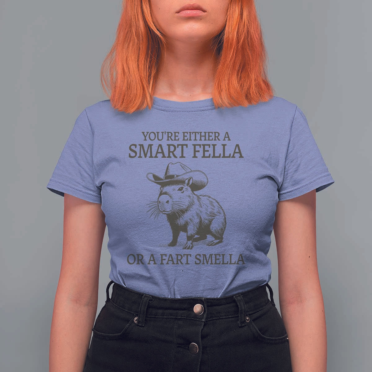 Funny Capybara T Shirt For Women Retro Smart Fella Capybara Vintage 90s - Wonder Print Shop