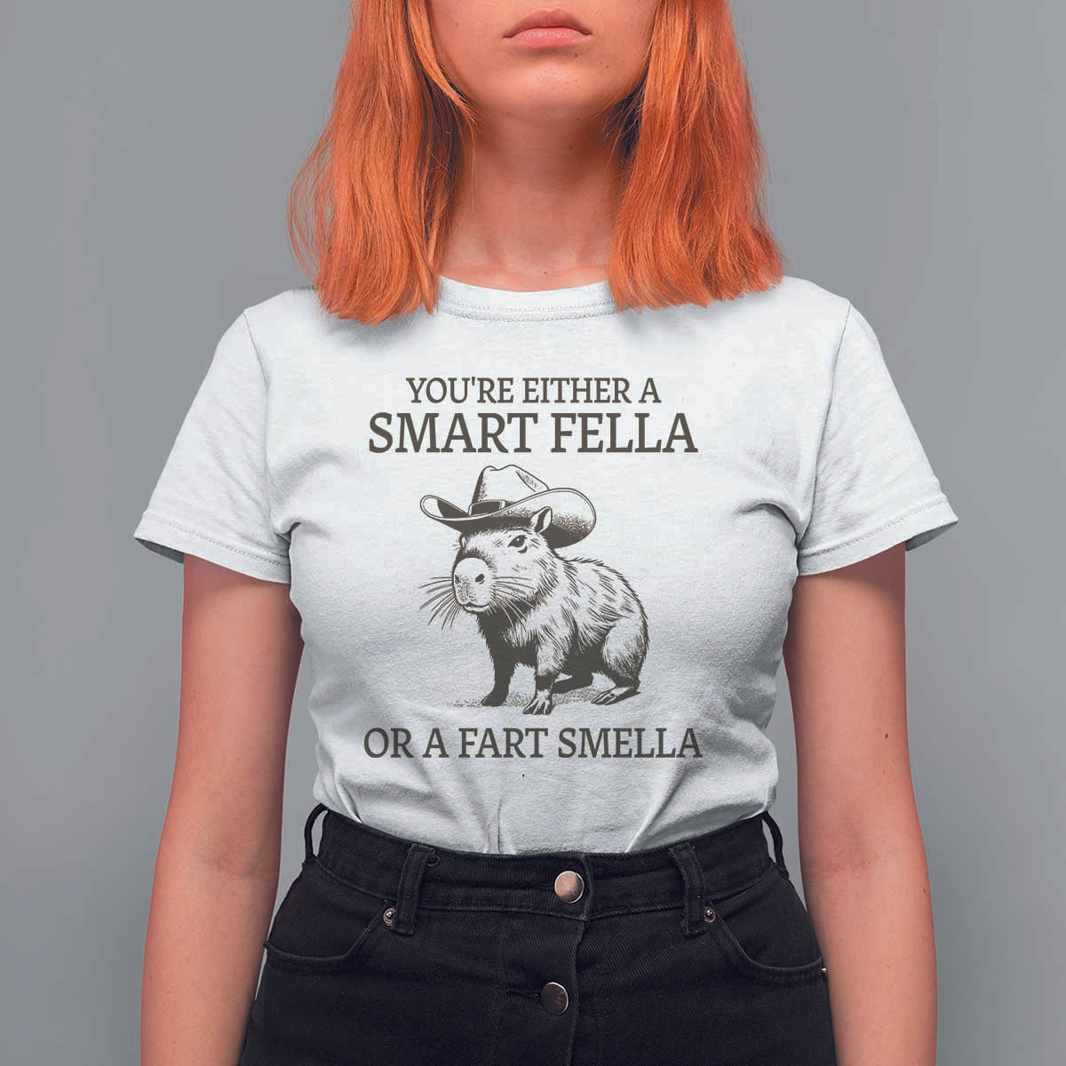 Funny Capybara T Shirt For Women Retro Smart Fella Capybara Vintage 90s - Wonder Print Shop