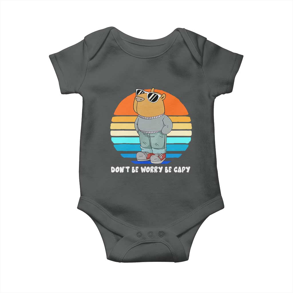 Funny Capybara Baby Onesie Vintage Rodent Dont Be Worry Be Capy Chill Capybara