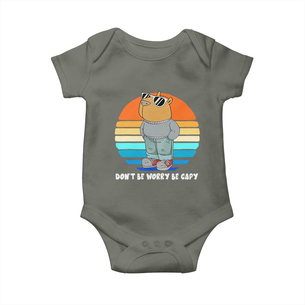 Funny Capybara Baby Onesie Vintage Rodent Dont Be Worry Be Capy Chill Capybara