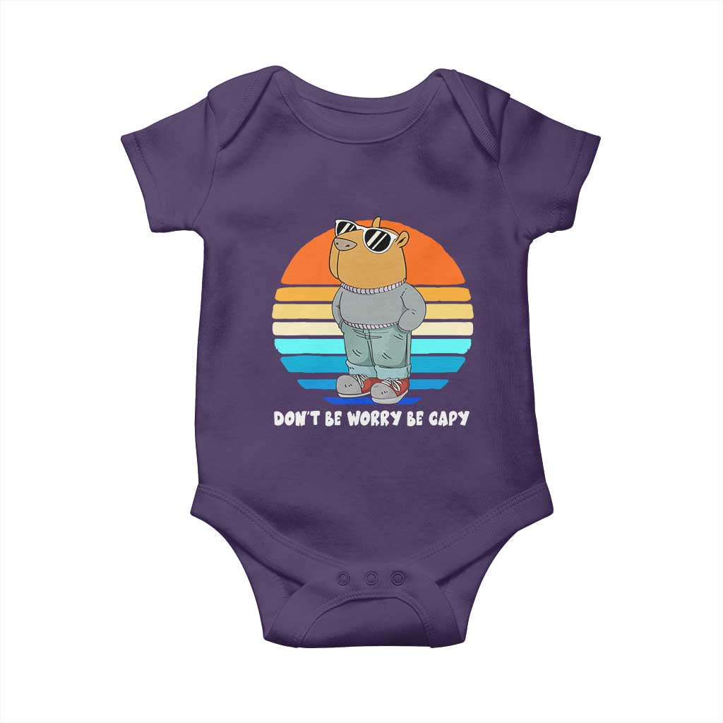 Funny Capybara Baby Onesie Vintage Rodent Dont Be Worry Be Capy Chill Capybara