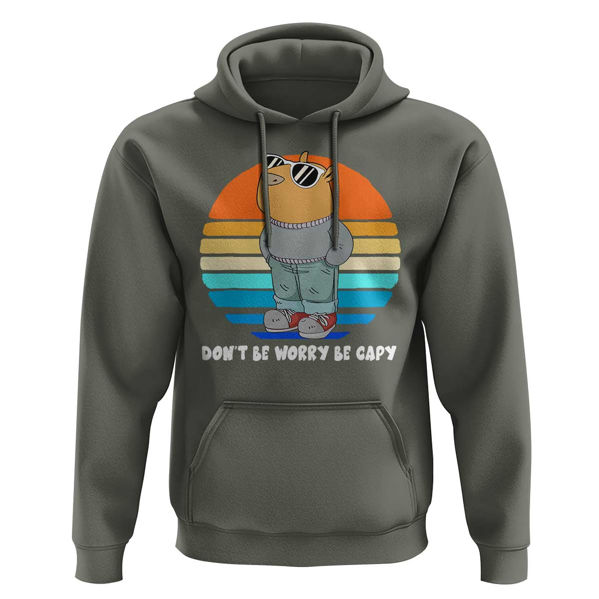 Funny Capybara Hoodie Vintage Rodent Dont Be Worry Be Capy Chill Capybara